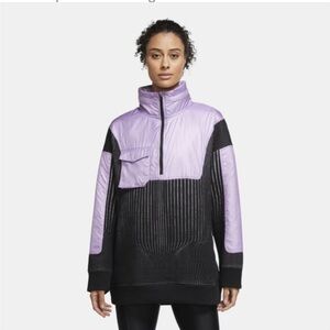 Nike Womens City Ready 1/4 Zip Training Jacket Oversized Purple Black Pullover